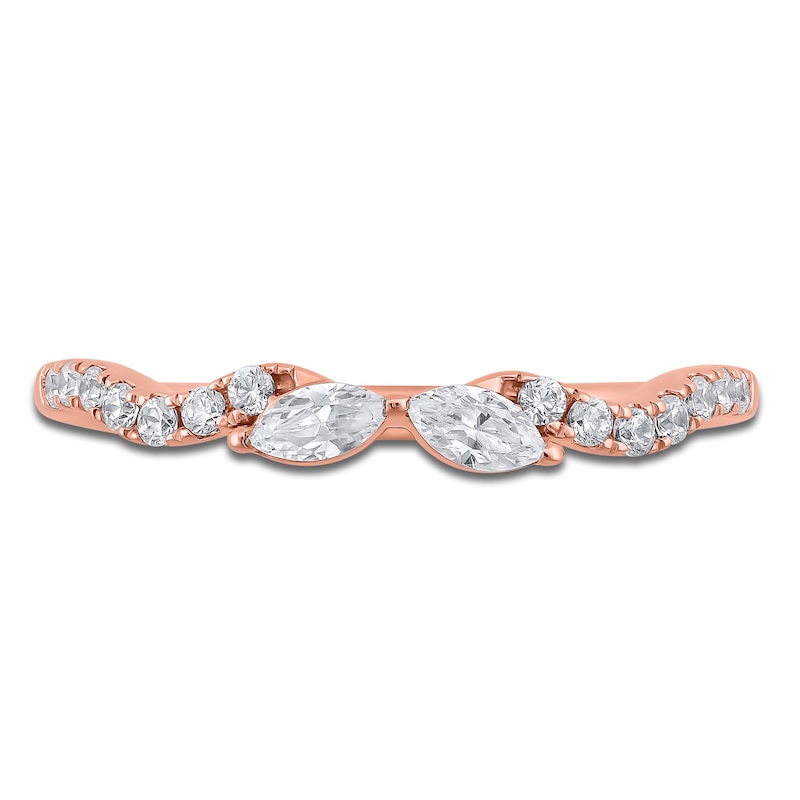 Certified Marquise-Cut and Round Diamond Twist Anniversary Ring 1/3 ct tw 14K Rose Gold