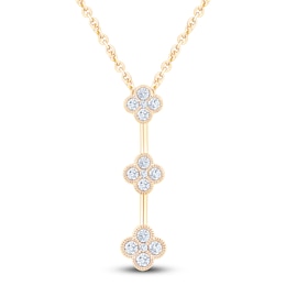 Diamond Clover Drop Necklace 1/2 ct tw 10K Yellow Gold 18&quot;