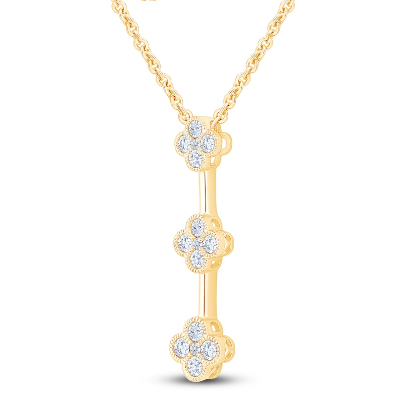 Main Image 3 of Diamond Clover Drop Necklace 1/2 ct tw 10K Yellow Gold 18&quot;