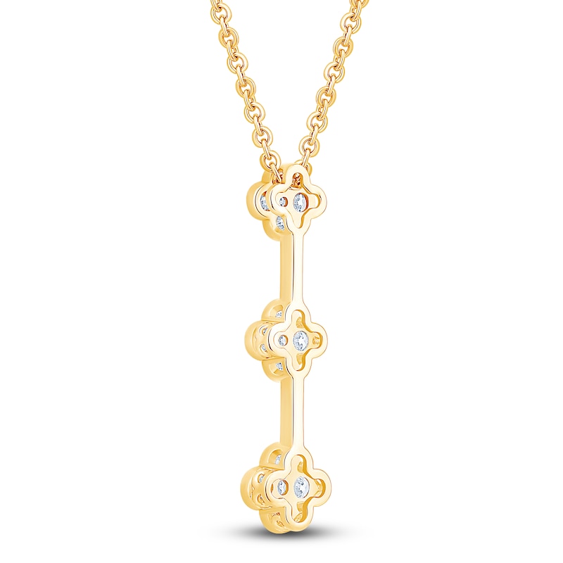 Main Image 4 of Diamond Clover Drop Necklace 1/2 ct tw 10K Yellow Gold 18&quot;