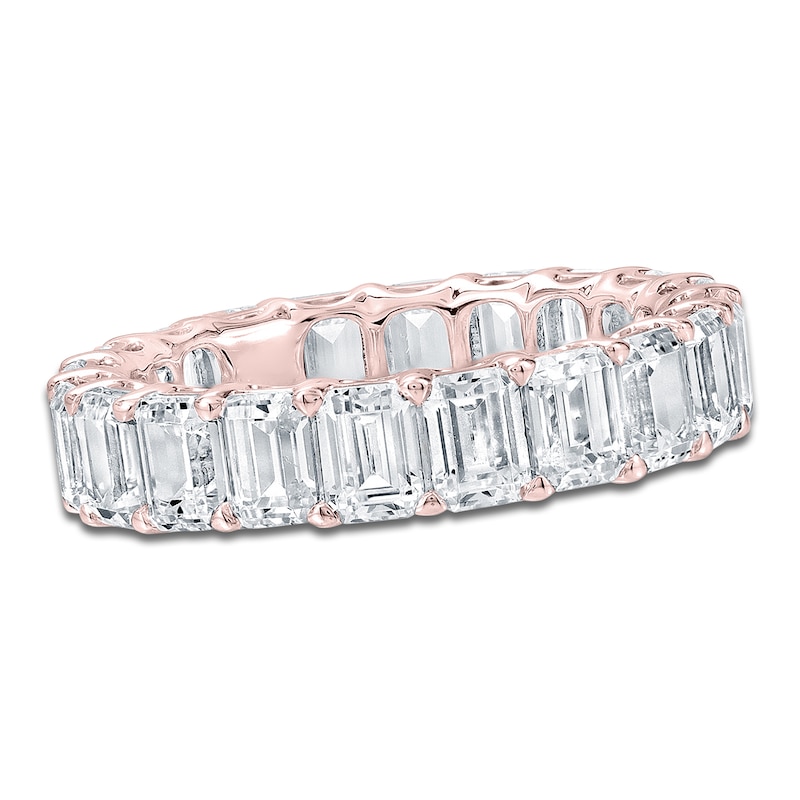 Main Image 1 of Certified Emerald-Cut Diamond Eternity Band 5-3/4 - 6-7/8 ct tw 14K Rose Gold