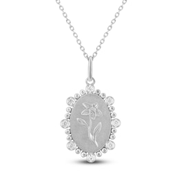 Daffodil Birth Flower Diamond Necklace 1/4 ct tw Sterling Silver 18&quot;