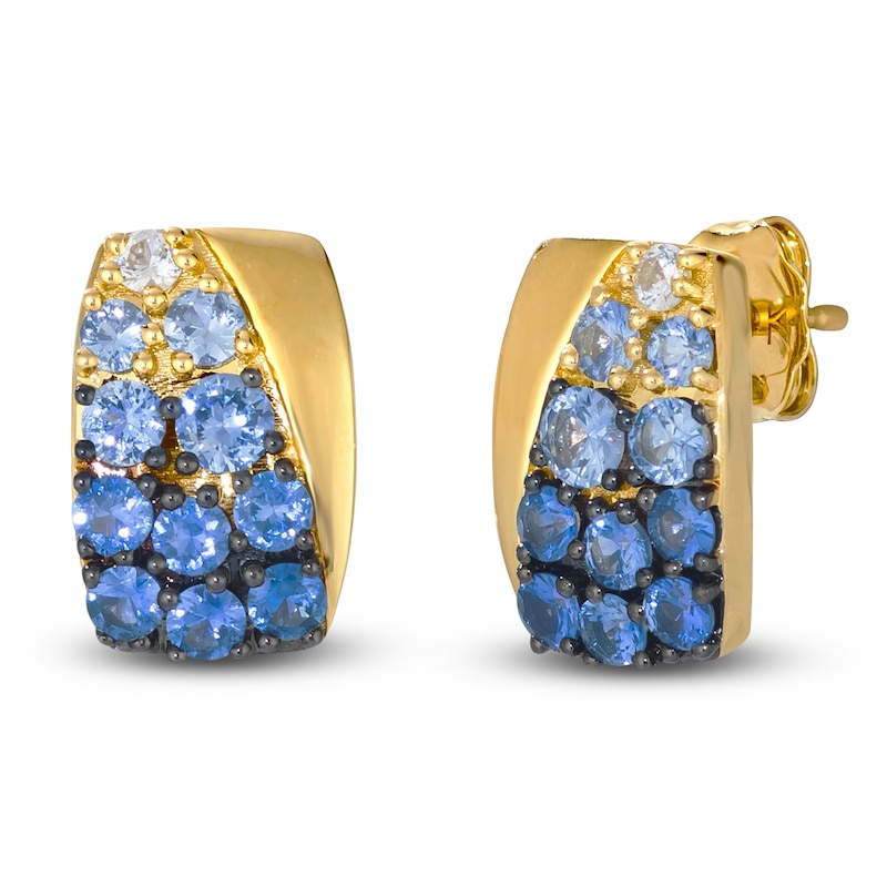 Main Image 2 of Le Vian Denim Ombré Sapphire Earrings 14K Honey Gold