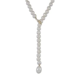 Cultured Pearl Lariat Strand Necklace 14K Yellow Gold 24&quot;