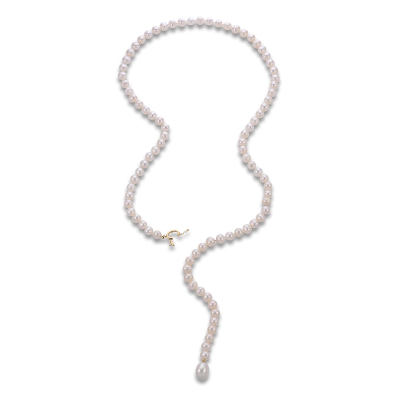 Main Image 2 of Cultured Pearl Lariat Strand Necklace 14K Yellow Gold 24&quot;