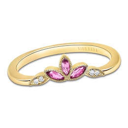 Kirk Kara Marquise-Cut Natural Pink Sapphire & Diamond Accent Wedding Band 18K Yellow Gold