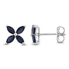 Thumbnail Image 1 of Marquise-Cut Natural Blue Sapphire Flower Earrings 10K White Gold