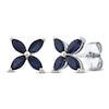 Thumbnail Image 2 of Marquise-Cut Natural Blue Sapphire Flower Earrings 10K White Gold