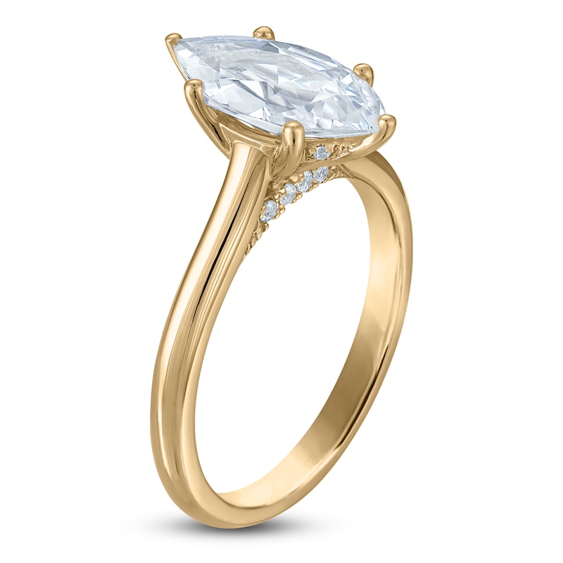 Main Image 2 of Marquise-Cut Lab-Created Diamond Solitaire Plus Engagement Ring 2 ct tw 18K Yellow Gold (VS2/F)