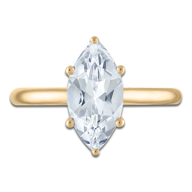 Main Image 3 of Marquise-Cut Lab-Created Diamond Solitaire Plus Engagement Ring 2 ct tw 18K Yellow Gold (VS2/F)