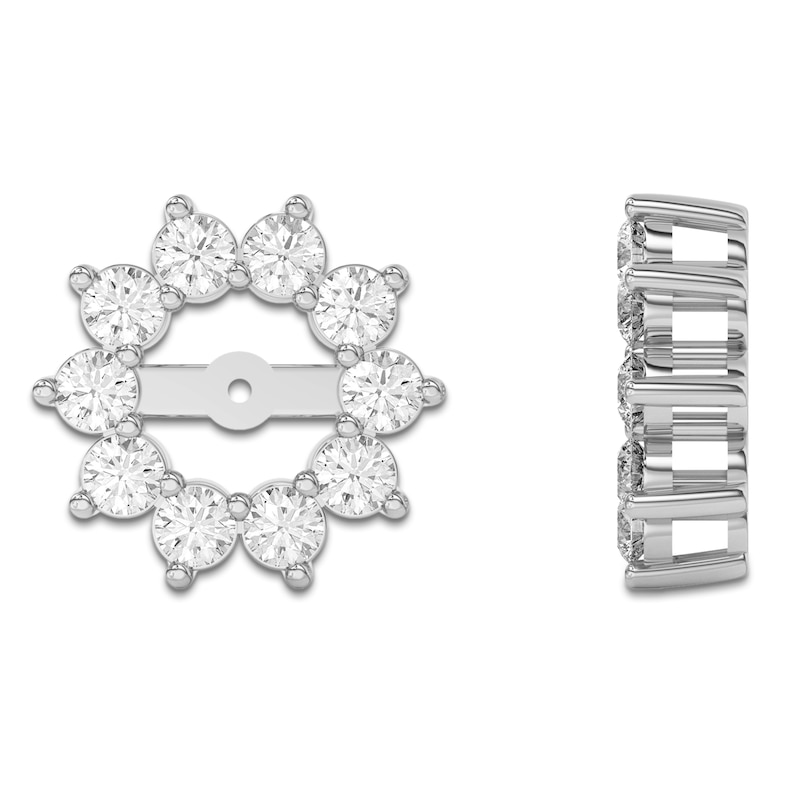 Main Image 1 of Lab-Created Diamond Flower Earring Jackets 2-1/5 ct tw 10K White Gold