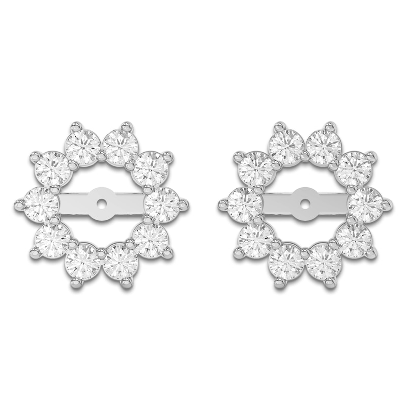 Main Image 3 of Lab-Created Diamond Flower Earring Jackets 2-1/5 ct tw 10K White Gold