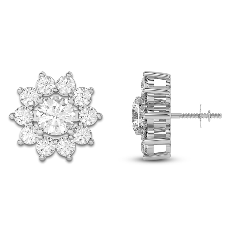 Main Image 4 of Lab-Created Diamond Flower Earring Jackets 2-1/5 ct tw 10K White Gold