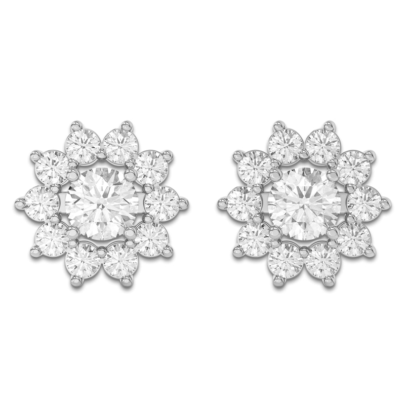 Main Image 6 of Lab-Created Diamond Flower Earring Jackets 2-1/5 ct tw 10K White Gold