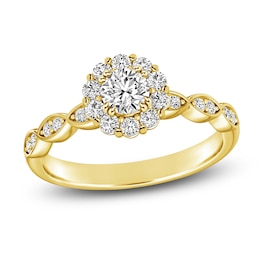 Diamond Halo Promise Ring 3/8 ct tw 10K Yellow Gold