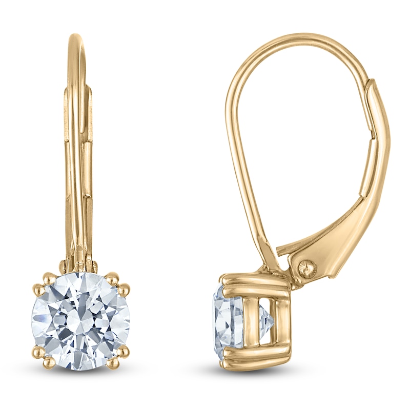 Main Image 1 of Round-Cut Lab-Created Diamond Solitaire Drop Earrings 1-1/2 ct tw 14K Yellow Gold (SI2/F)