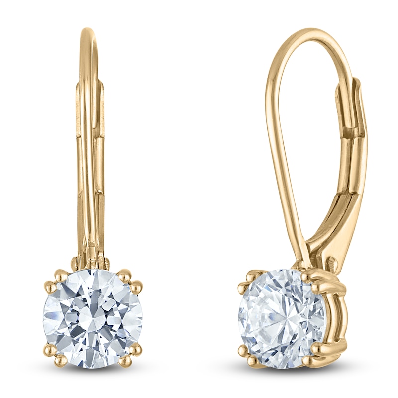 Main Image 2 of Round-Cut Lab-Created Diamond Solitaire Drop Earrings 1-1/2 ct tw 14K Yellow Gold (SI2/F)