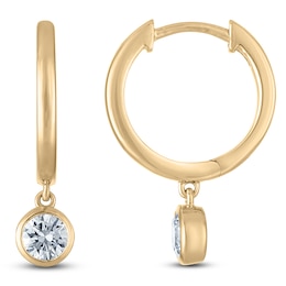 Round-Cut Lab-Created Diamond Solitaire Dangle Hoop Earrings 1/2 ct tw 14K Yellow Gold (SI2/F)