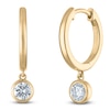 Thumbnail Image 2 of Round-Cut Lab-Created Diamond Solitaire Dangle Hoop Earrings 1/2 ct tw 14K Yellow Gold (SI2/F)