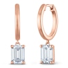 Thumbnail Image 2 of Emerald-Cut Lab-Created Diamond Solitaire Dangle Hoop Earrings 2 ct tw 14K Rose Gold (SI2/F)