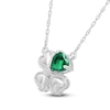 Thumbnail Image 2 of Heart-Shaped Lab-Created Emerald & White Lab-Created Sapphire Four-Leaf Clover Necklace Sterling Silver 18&quot;