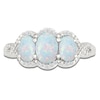 Thumbnail Image 3 of Oval-Cut Lab-Created Opal & Diamond Three-Stone Ring 1/20 ct tw Sterling Silver