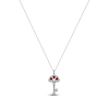 Thumbnail Image 1 of Heart-Shaped Lab-Created Ruby and White Lab-Created Sapphire Key Necklace Sterling Silver and 10K Rose Gold 18&quot;