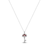 Thumbnail Image 2 of Heart-Shaped Lab-Created Ruby and White Lab-Created Sapphire Key Necklace Sterling Silver and 10K Rose Gold 18&quot;