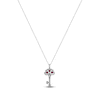 Thumbnail Image 3 of Heart-Shaped Lab-Created Ruby and White Lab-Created Sapphire Key Necklace Sterling Silver and 10K Rose Gold 18&quot;