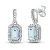 Thumbnail Image 1 of Rectangle-Cut Natural Aquamarine & Diamond Dangle Earrings 1/6 ct tw 14K White Gold