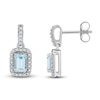 Thumbnail Image 2 of Rectangle-Cut Natural Aquamarine & Diamond Dangle Earrings 1/6 ct tw 14K White Gold