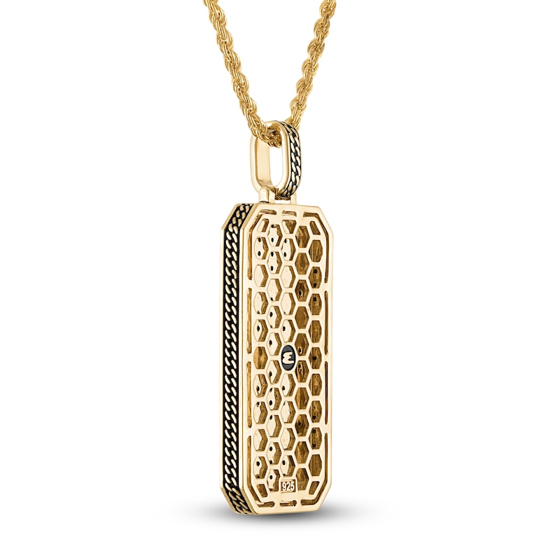 Main Image 3 of 1933 by Esquire Men's Black Diamond Hexagon Tag Necklace 1 ct tw 14K Yellow Gold-Plated Sterling Silver 22&quot;