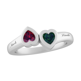 Color Stone Couple's Heart Ring