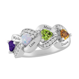 1/15 Ct. tw Diamond and Color Stone Family Heart Ring