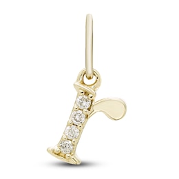 Initial R Necklace Charm Diamond Accents 10K Yellow Gold