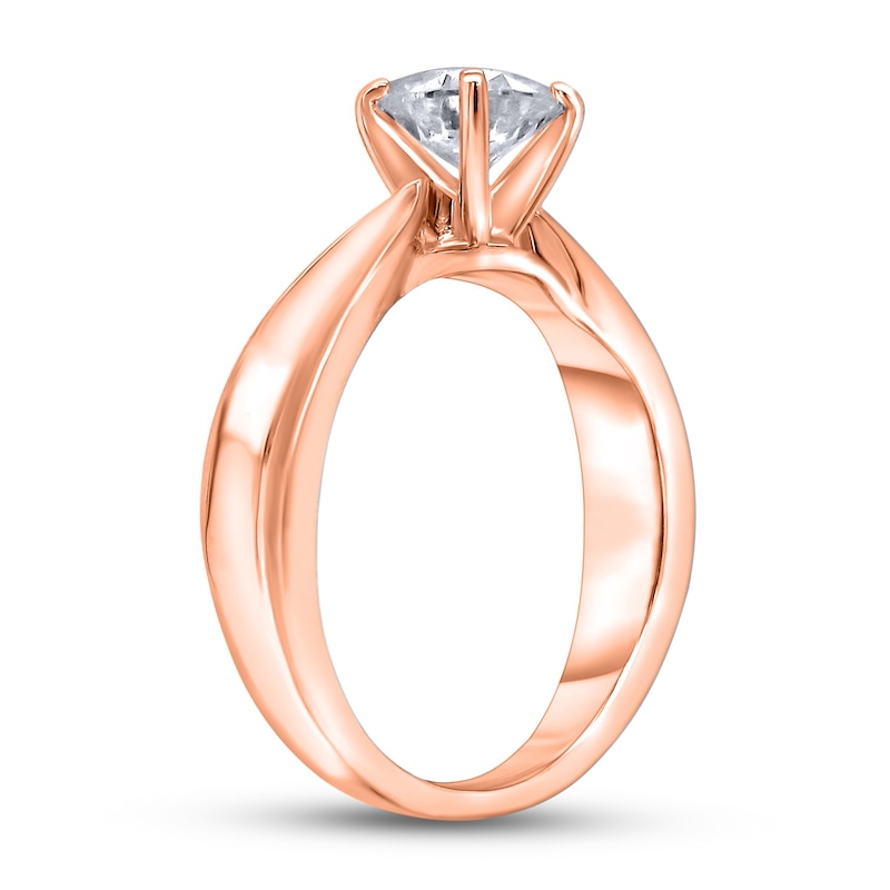 Diamond Solitaire Concave Engagement Ring 1 ct tw Round 14K Rose Gold (I2/I)