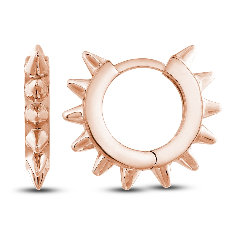 Main Image 2 of Polished Spike Huggie Earrings 14K Rose Gold 10mm