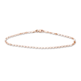 Solid Diamond-Cut Valentino Bracelet 14K Rose Gold 7.5&quot; Adj.