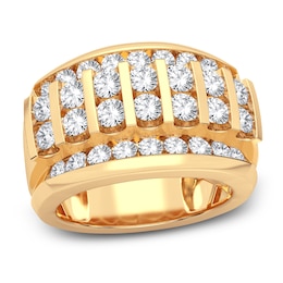 Men's Diamond Ring 3 ct tw Round 14K Yellow Gold