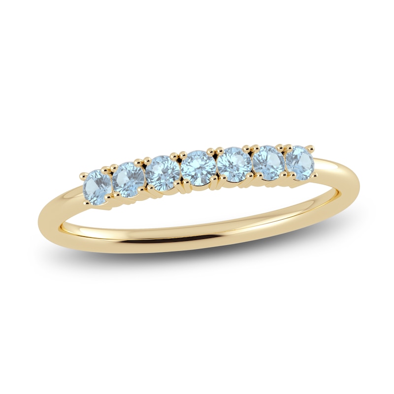 Main Image 1 of Juliette Maison Natural Aquamarine Half Eternity Ring 10K Yellow Gold