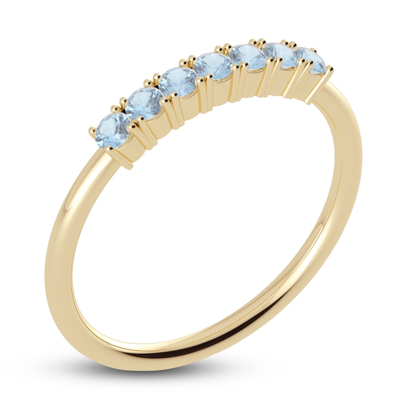 Main Image 2 of Juliette Maison Natural Aquamarine Half Eternity Ring 10K Yellow Gold