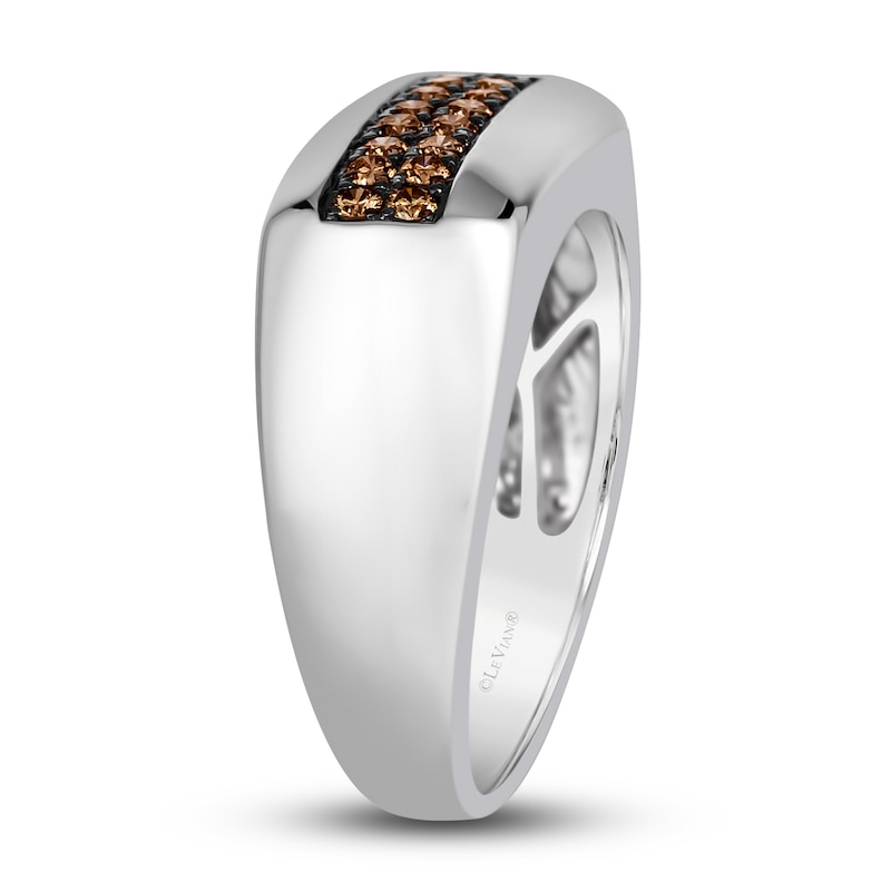 Main Image 4 of Le Vian Men's Chocolate Diamond Ring 1/2 ct tw Round 14K Vanilla Gold