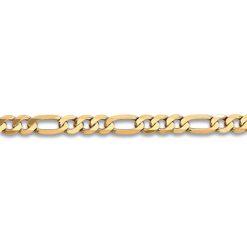 Solid Flat Figaro Chain Necklace 14K Yellow Gold 22" 7.5mm