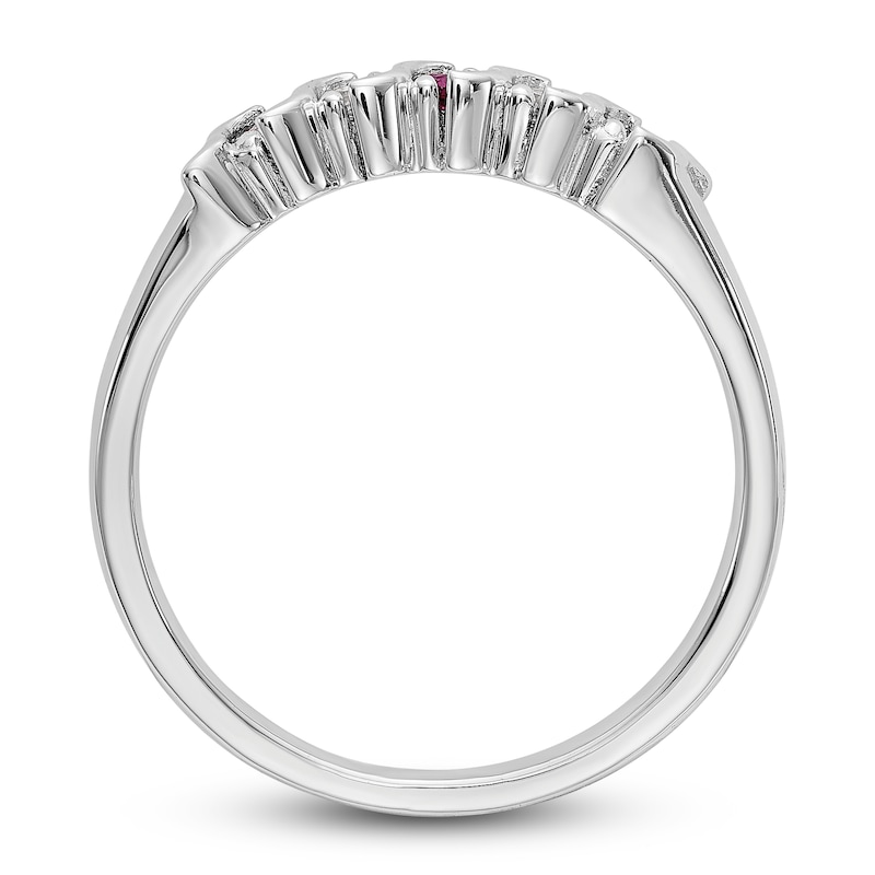 Main Image 2 of Natural Ruby Stackable Ring 1/10 ct tw Diamonds 14K White Gold