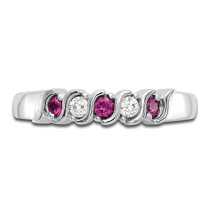 Main Image 3 of Natural Ruby Stackable Ring 1/10 ct tw Diamonds 14K White Gold