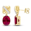 Thumbnail Image 1 of Y-Knot Lab-Created Ruby Earrings 1/15 Diamonds 14K Yellow Gold