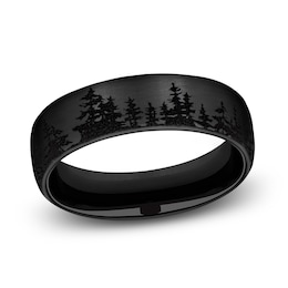 Tree Wedding Band Black Titanium 6.5mm