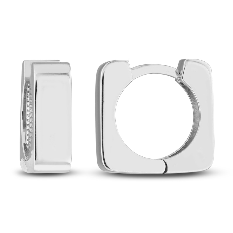 Main Image 2 of Square Huggie Earrings 14K White Gold