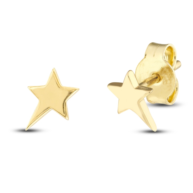 Star Stud Earrings 14K Yellow Gold