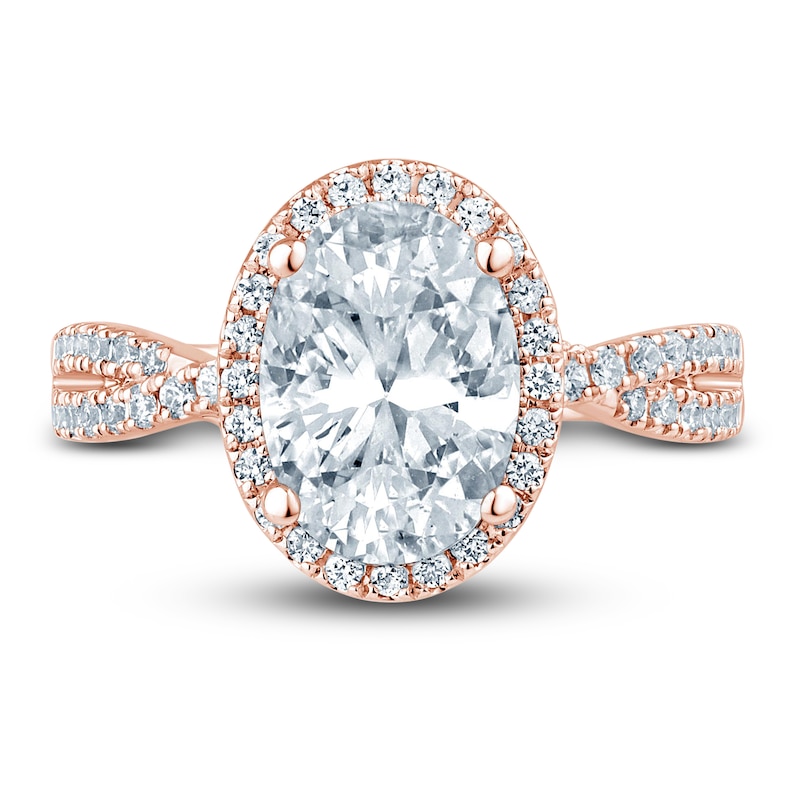 Main Image 3 of Pnina Tornai Lab-Created Diamond Engagement Ring 3 ct tw Oval/Round 14K Rose Gold